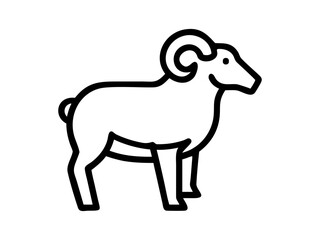 Simple Line Art Illustration of a Ram