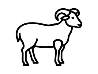 Simple Line Art Illustration of a Ram