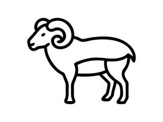 Simple Line Art Illustration of a Ram