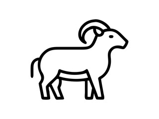 Simple Line Art Illustration of a Ram