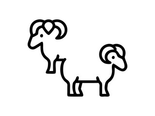 Simple Line Art Illustration of a Ram