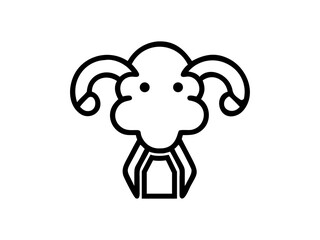 Simple Line Art Illustration of a Ram
