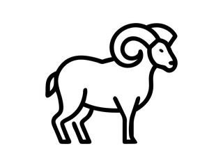 Simple Line Art Illustration of a Ram