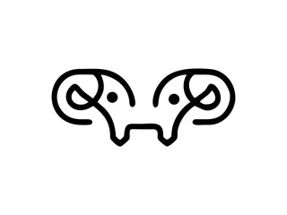 Simple Line Art Illustration of a Ram