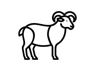 Simple Line Art Illustration of a Ram