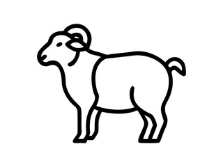 Simple Line Art Illustration of a Ram