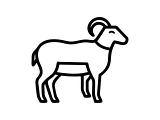 Simple Line Art Illustration of a Ram