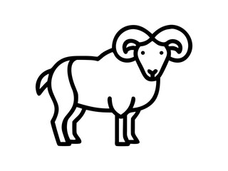 Simple Line Art Illustration of a Ram
