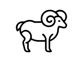 Simple Line Art Illustration of a Ram