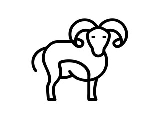Simple Line Art Illustration of a Ram