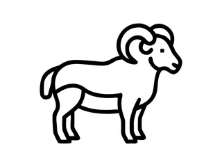 Simple Line Art Illustration of a Ram