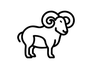Simple Line Art Illustration of a Ram