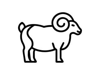 Simple Line Art Illustration of a Ram