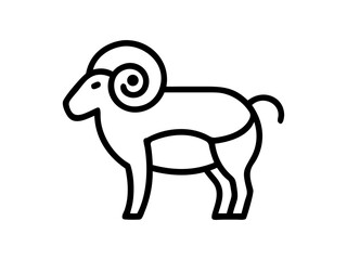 Simple Line Art Illustration of a Ram
