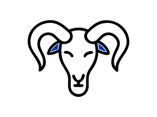 Simple Line Art Illustration of a Ram