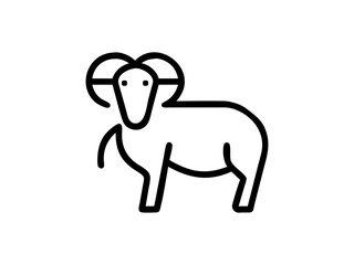 Simple Line Art Illustration of a Ram