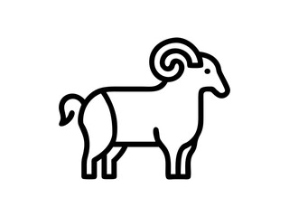 Simple Line Art Illustration of a Ram