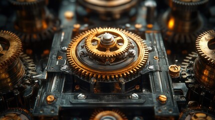 Intricate machinery close up