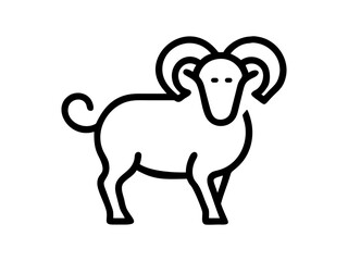 Simple Line Art Illustration of a Ram