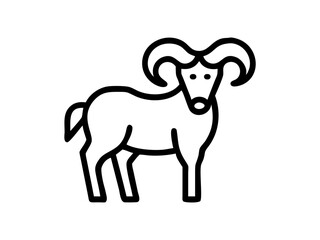 Simple Line Art Illustration of a Ram