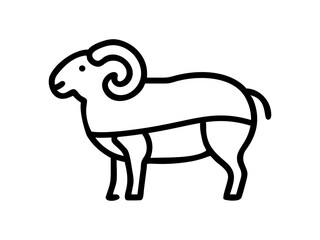 Simple Line Art Illustration of a Ram