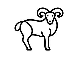 Simple Line Art Illustration of a Ram
