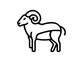 Simple Line Art Illustration of a Ram