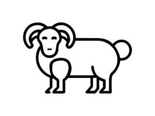 Simple Line Art Illustration of a Ram