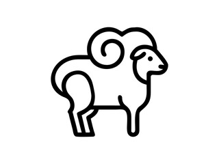 Simple Line Art Illustration of a Ram