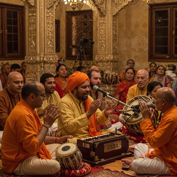 Joyful Kirtan and Bhajan Singing in Hindu Temple