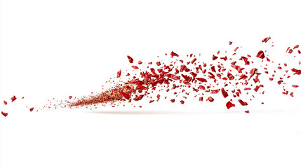 Dried chili powder flying isolated on white background