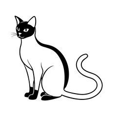 Siamese slim cat breed silhouette concept