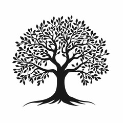 Obraz premium Tree of Life. Black Silhouette Illustration of Natural Beauty and Vitality