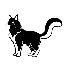Maine coon longhair cat silhouette artwork