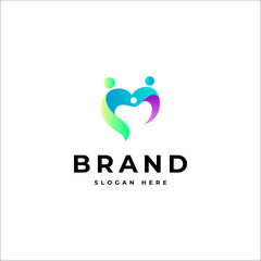 family love care logo in colorful 3d design style
