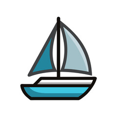 Sailboat Illustration . Flat Ship Icon – Boat Illustration for Logo and Branding