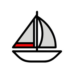 Simple Sailboat  Ship Icon, Fishing Boat Vector Illustration-Perfect for use in UI/UX, branding, logos, web ,app icon and more
