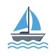 Simple Sailboat  Ship Icon, Fishing Boat Vector Illustration-Perfect for use in UI/UX, branding, logos, web ,app icon and more
