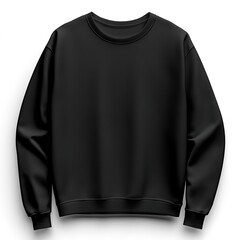 Isolated Black Pullover Sweatshirt Front View – Blank Clothing Mockup for Branding