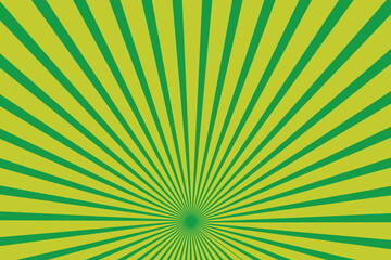 Vibrant Green Sunburst Background. Comic halftone style Radial geometric vector Illustration