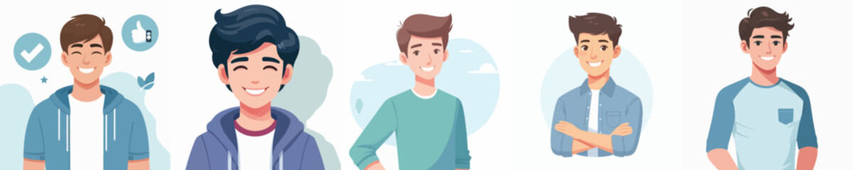 Vector of a young man smiling.
