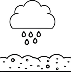 Symbols of Nature Thin Line Icons - clouds and soil. gardening concept
