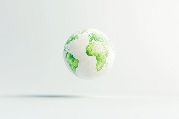 Fototapeta premium Minimalist earth globe design highlighting green continents for travel and tourism concepts