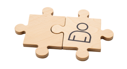 Isolated Two Puzzle Pieces with People Icon