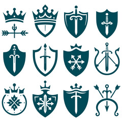 Lush herald of infernal supremacy with crown and blazing shield