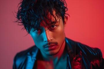 for a creative photoshoot using different colored backgrounds and gel lights.