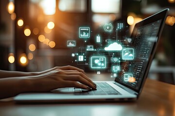 Modern digital workspace with cloud-based data processing