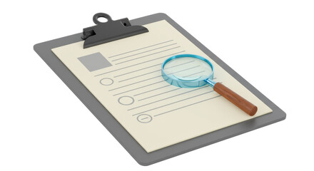 Isolated Clipboard with Magnifying Glass