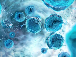 Abstract Microscopic View of Molecules and Cells in Biomedical Science

