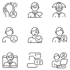 Support, customer service thin line icons set. Service, help, online support, assistance editable stroke icon. Vector with white background